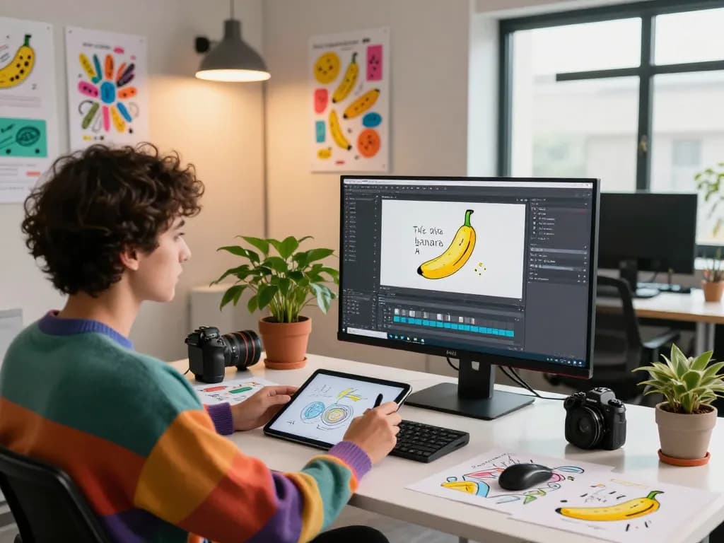 Edit your images with Nano Banana Flash in a vibrant tech workspace showcasing creativity and innovation.