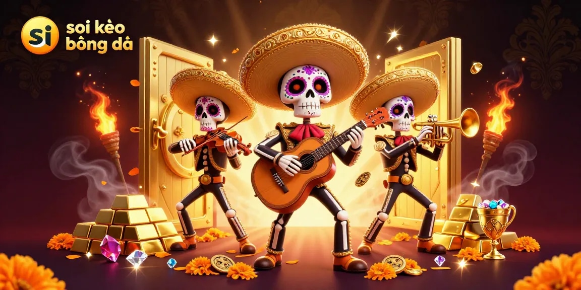 Experience thrilling soi kèo bóng đá excitement with a vibrant mariachi band illustration