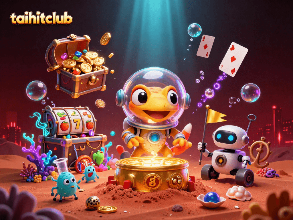 Experience excitement at taihitclub with a Martian gecko discovering golden casino treasures!