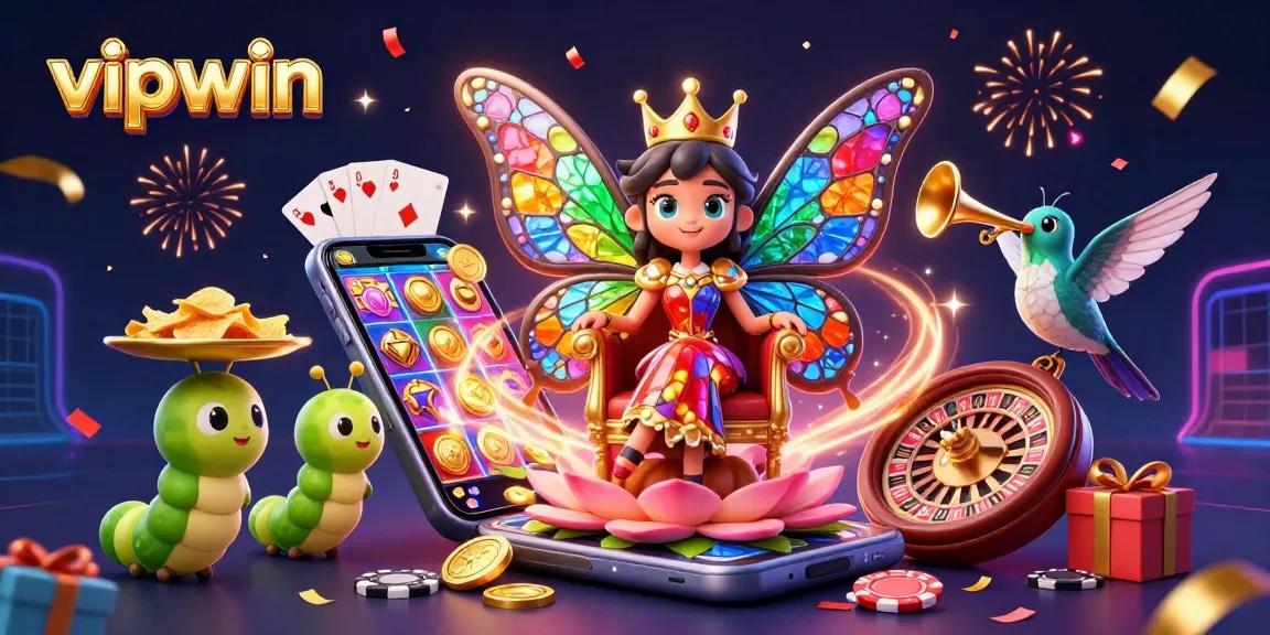 Engage with exciting gaming action at vipwin, featuring vibrant characters and thrilling casino elements.