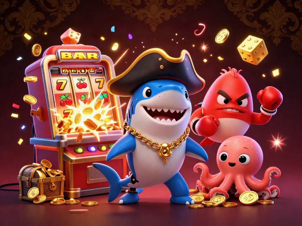 Engaging Lucky 88 bonus scene with energetic 3D characters celebrating big wins in a vibrant casino.