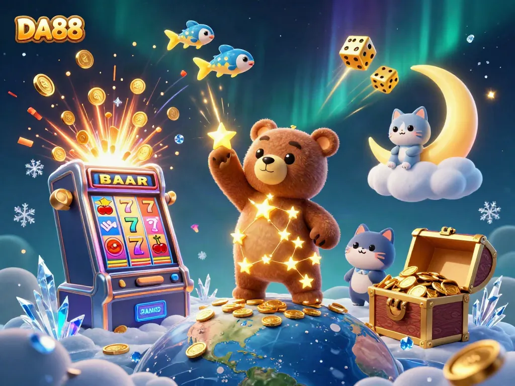 Experience thrilling wins with DA88's vibrant casino scene featuring slots and treasures.