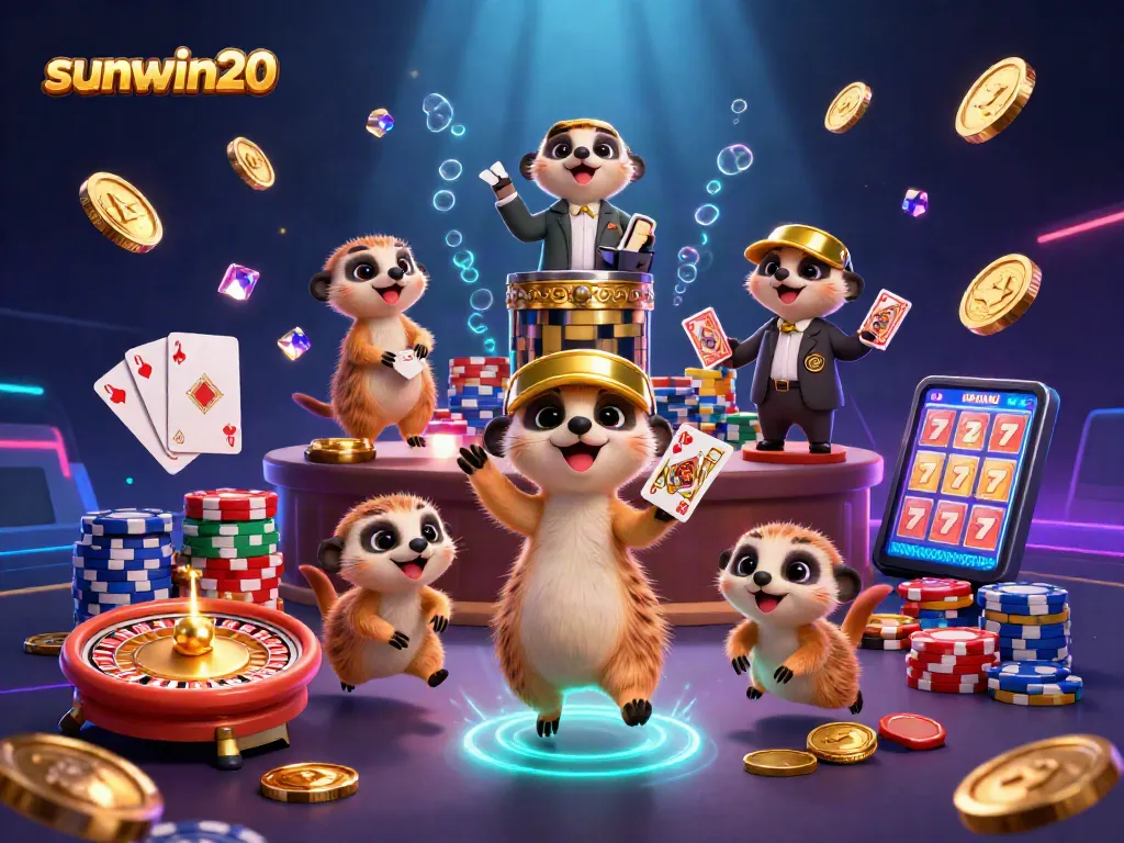 Experience the excitement at sunwin20 with meerkats operating a lively casino scene.