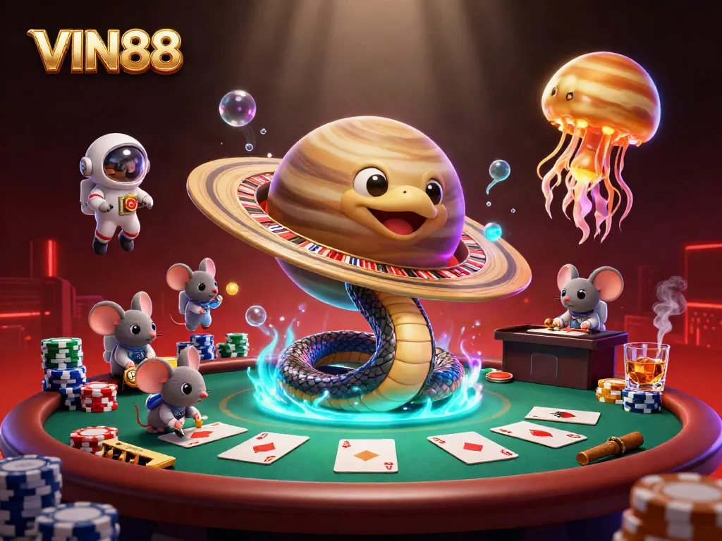 Experience thrilling bets with VIN88 in a dynamic casino universe featuring 3D cartoon characters.