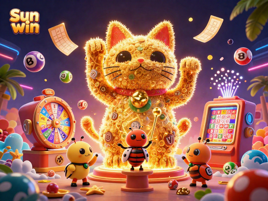 Unleash your luck with Sun win in this vibrant 3D casino scene full of exciting elements.