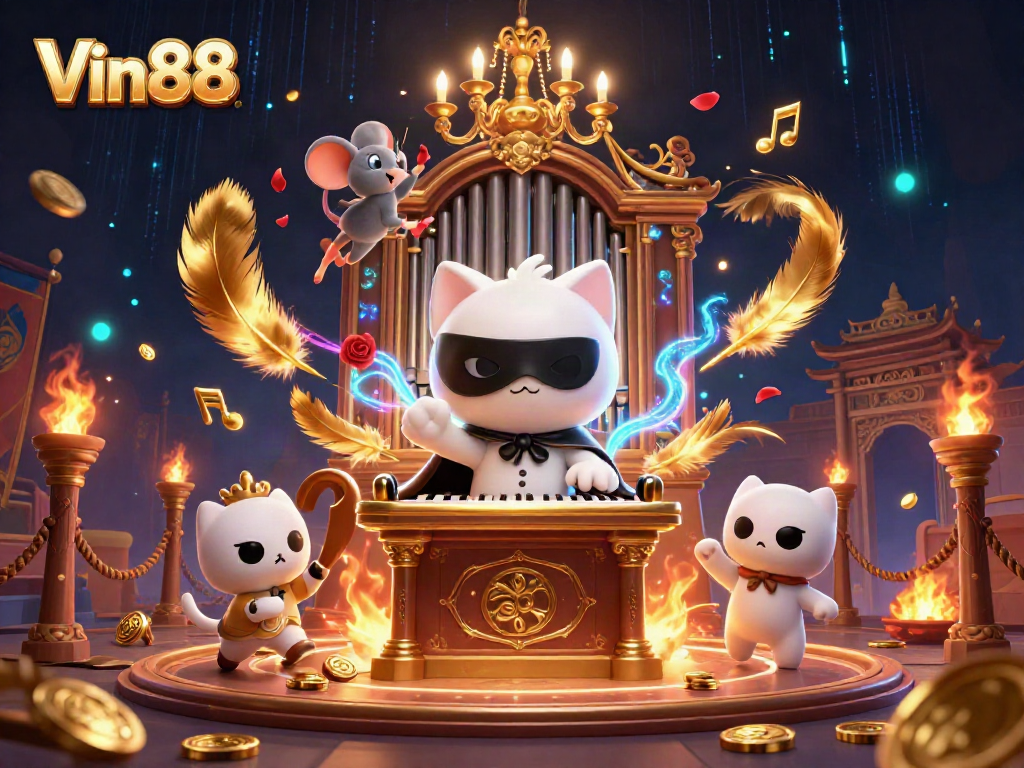 Experience Vin88 thrills with a captivating casino illustration blending fantasy and gaming elements.