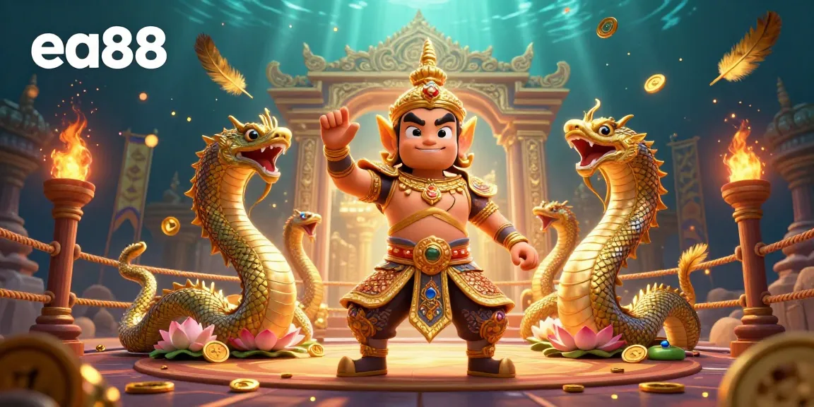 Experience thrilling gameplay with ea88 in a vibrant, dynamic gambling-themed 3D illustration featuring Asian elements.