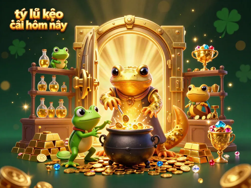 See the vibrant scene depicting tỷ lệ kèo nhà cái hôm nay with a golden salamander alchemist transmuting metals into gold coins.