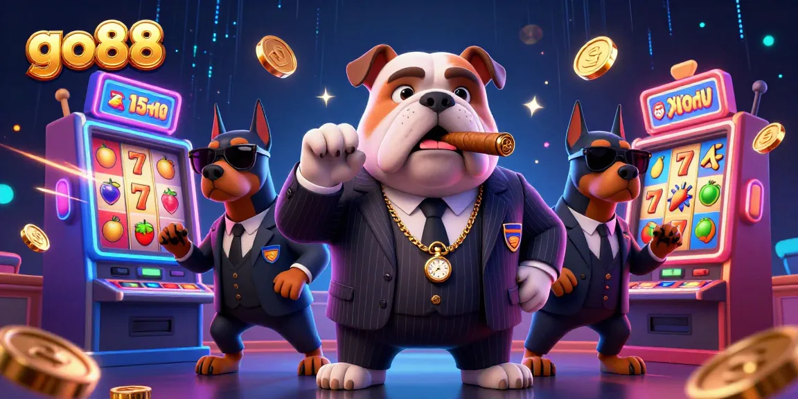 Experience the thrill of go88 with colorful slot machines and mafia characters in a vibrant casino scene.