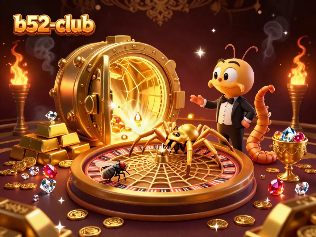 Engage in thrilling bets at b52-club's captivating casino scene with 3D characters!