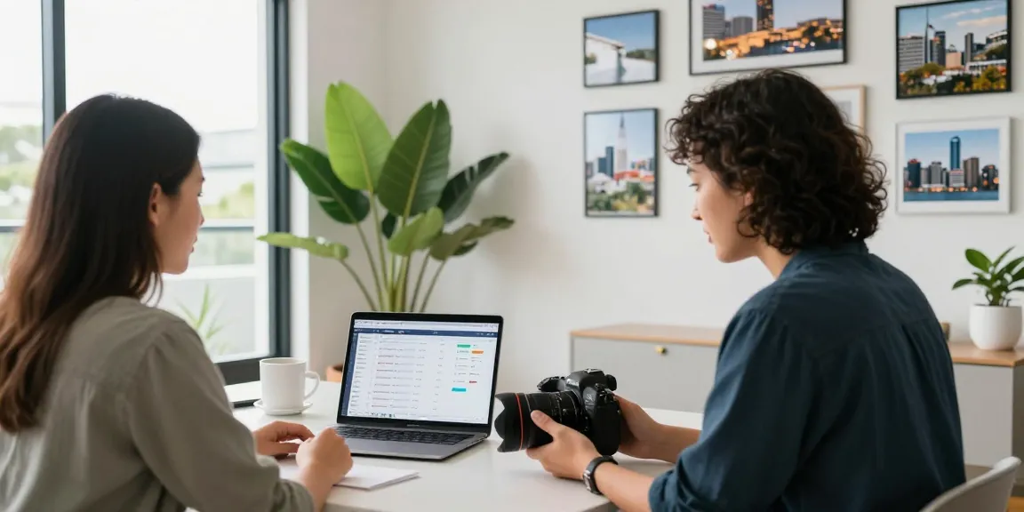 airbnb management brisbane discussion between property owner and manager in modern office